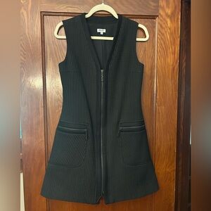 KENZO Paris Zippered Structured Mini Dress Vest Jacket Black Size 40